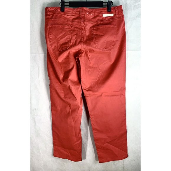 Calvin Klein Jeans Womens Size 14 Skinny Crop Red Orange Stretch Denim Mid Rise - Picture 6 of 6